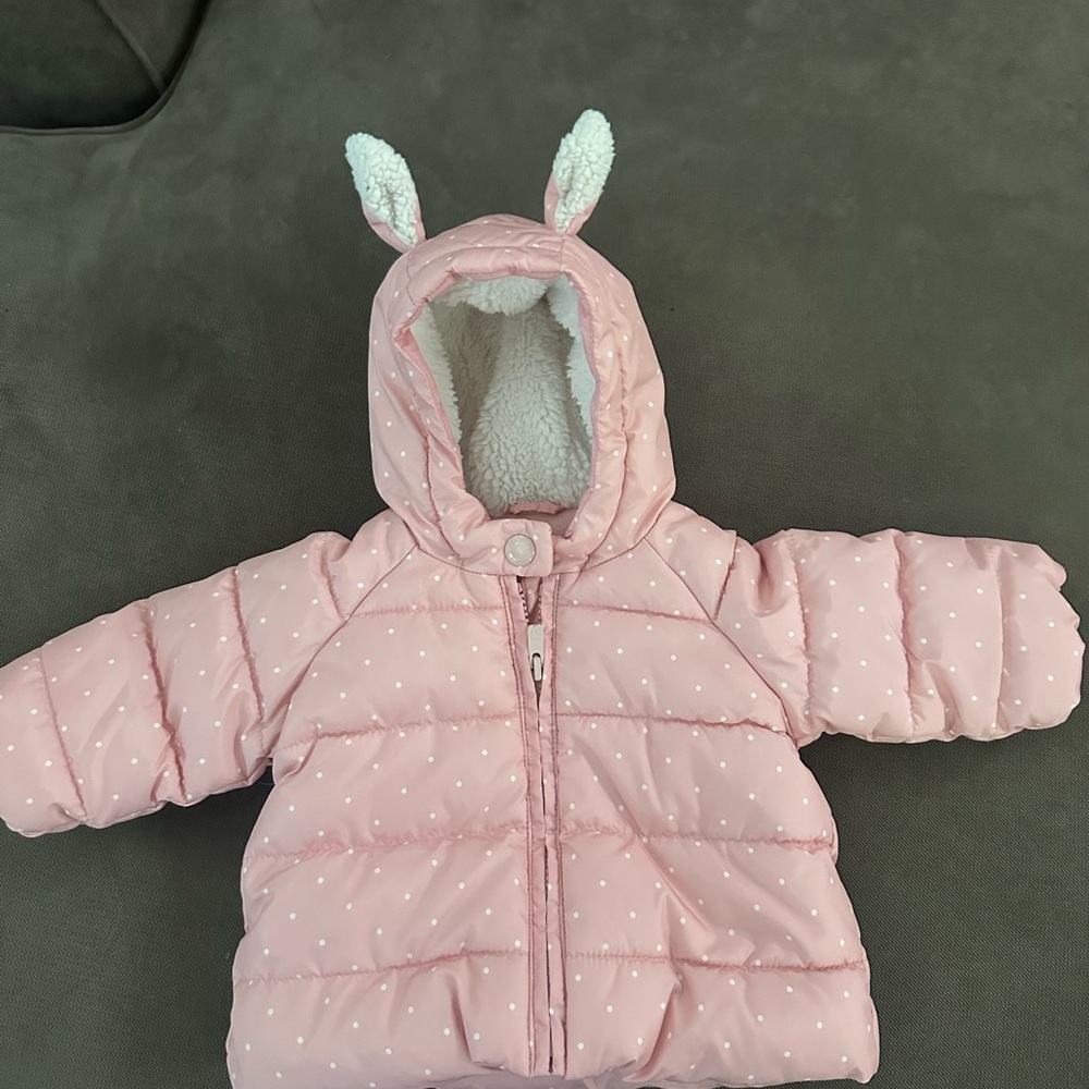 GAP Pink Polka Dot Baby Puffer Jacket